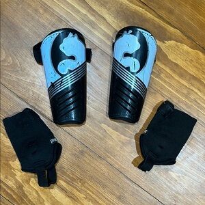 Procat Black and Gray Shin Guards with Sleeves